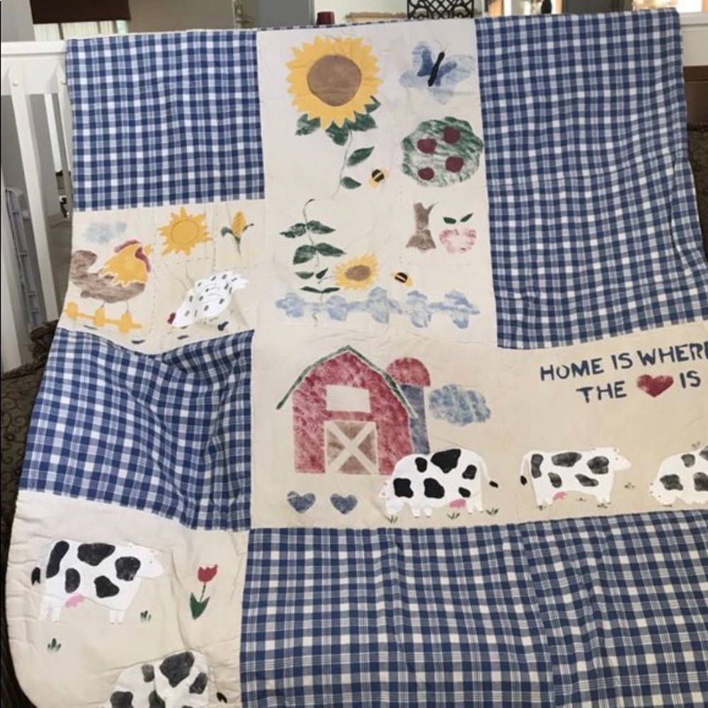 Twin Comforter - Farm Theme - Painted details